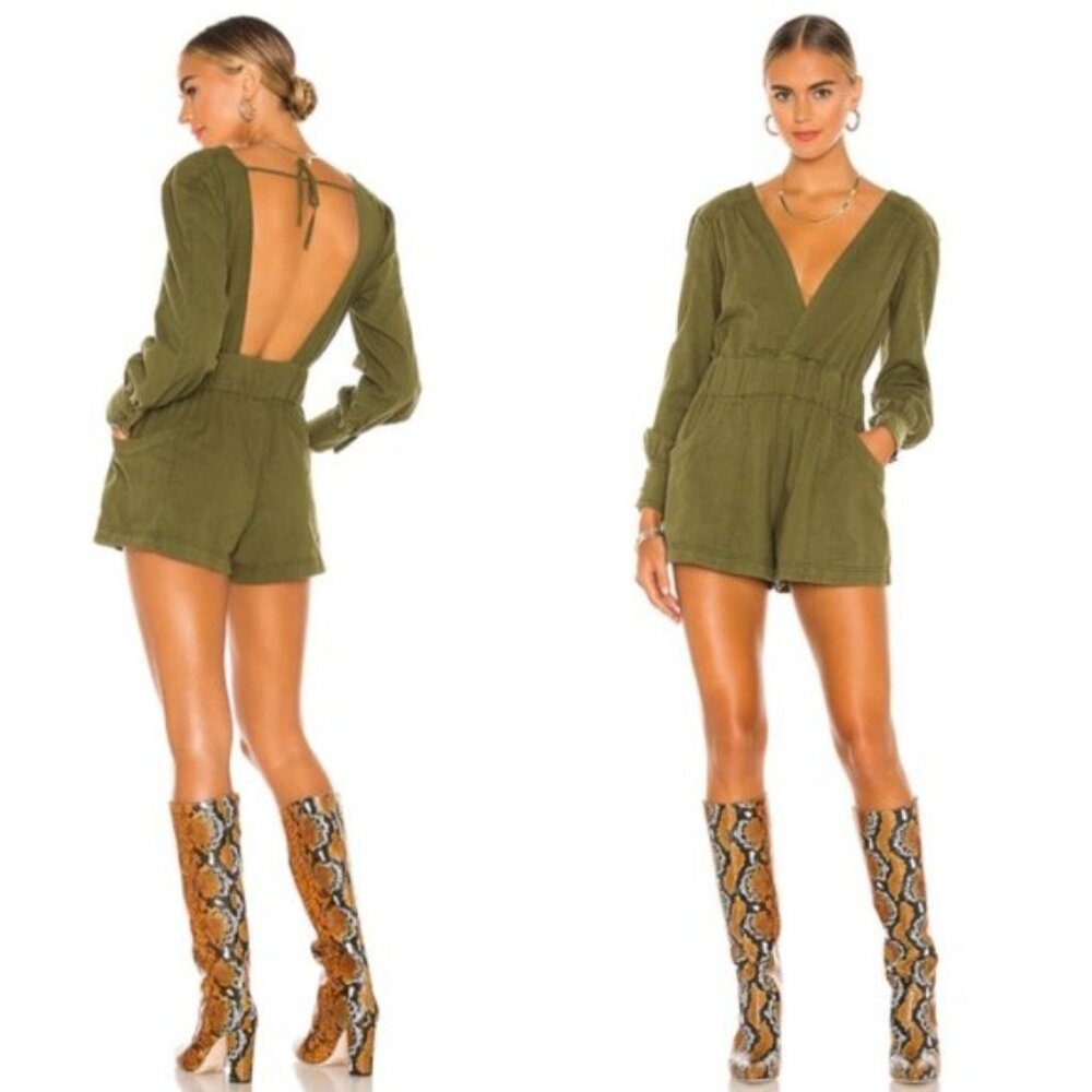 Free People Beside You Shortall in Olive Green XS